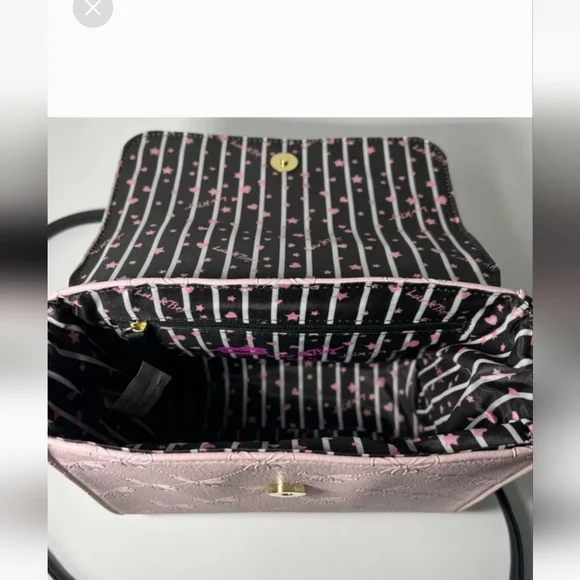 NWT Luv Betsey Johnson Lavender Butterfly Lbaddy Blush Stripe Crossbody Bag - Picture 2 of 4